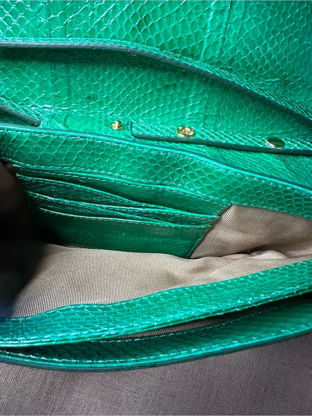 Cole Haan Green Keaton Snake Clutch RESCUE